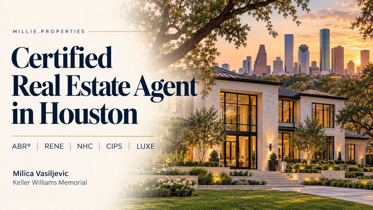 Certified Houston real estate agent credentials for Milica Vasiljevic with Keller Williams Memorial